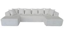 compressed white u shape sofa