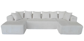 compressed white u shape sofa