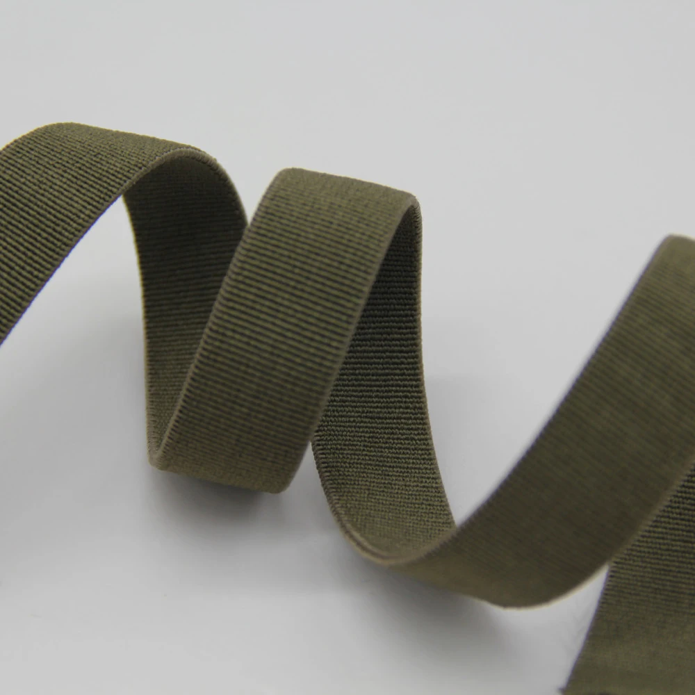 20 mm Custom Brown Elastic Polyester / Nylon / Cotton Webbing / Ribbon for Belt / Bags