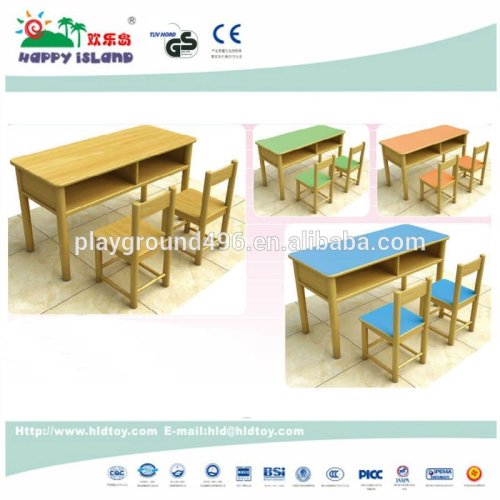 Top-end Wooden Double Student Desk And Chair,School Furniture/classroom Wood Kids Table Chair Set
