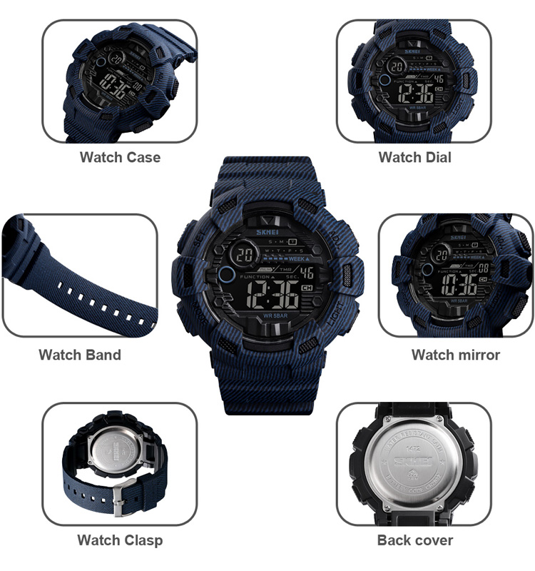 Free shipping new arrival high quality skmei 1472 sports digital waterproof army military style men's digital wristwatches