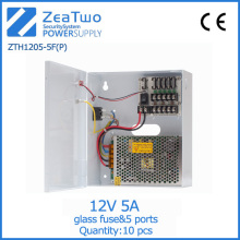 60w dc 12v 5a 5ch glass fuse ptc fuse switching power supply