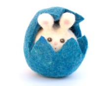 Handmade Needle Easter Felted Bunny in a Blue Easter Egg Needle Felt Wool toy