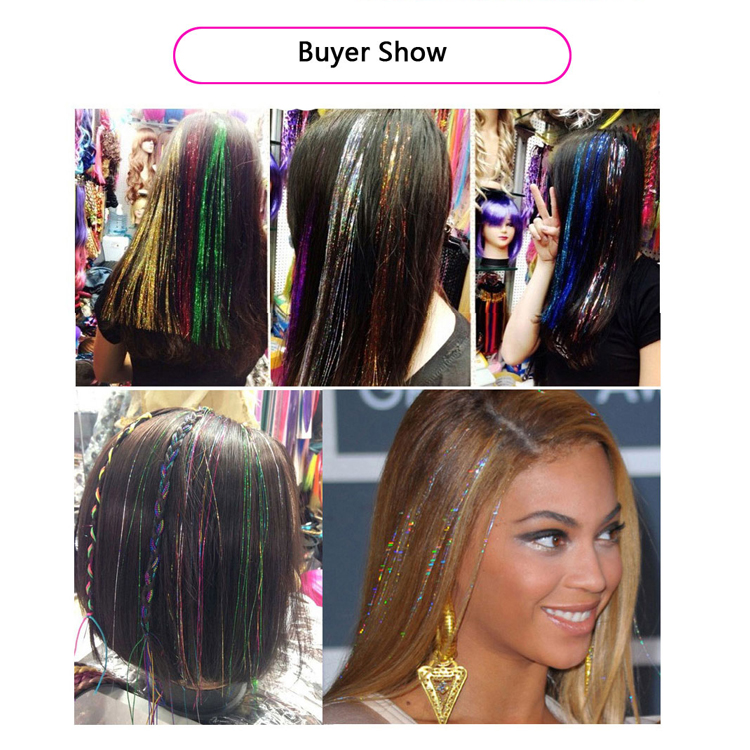 Synthetic Hair Extensions for Accessories High Temperature Fiber Bling Women's Hair Tinsel Glitter Strands In Braiders