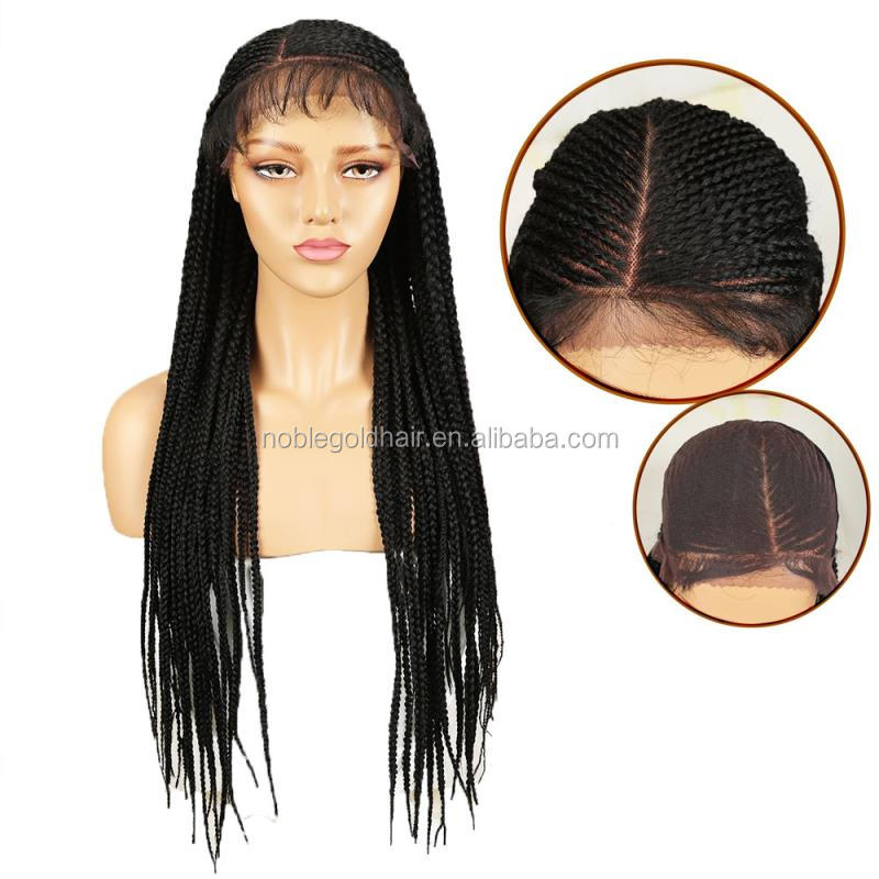 Noble gold new Magic lace front braided wigs with baby hair for black women 33 inches high heat fiber african braided wig