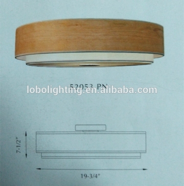 three lamp ceiling fixture with real wood veneer shade/wood light shade/ceiling light wood/wood pendant