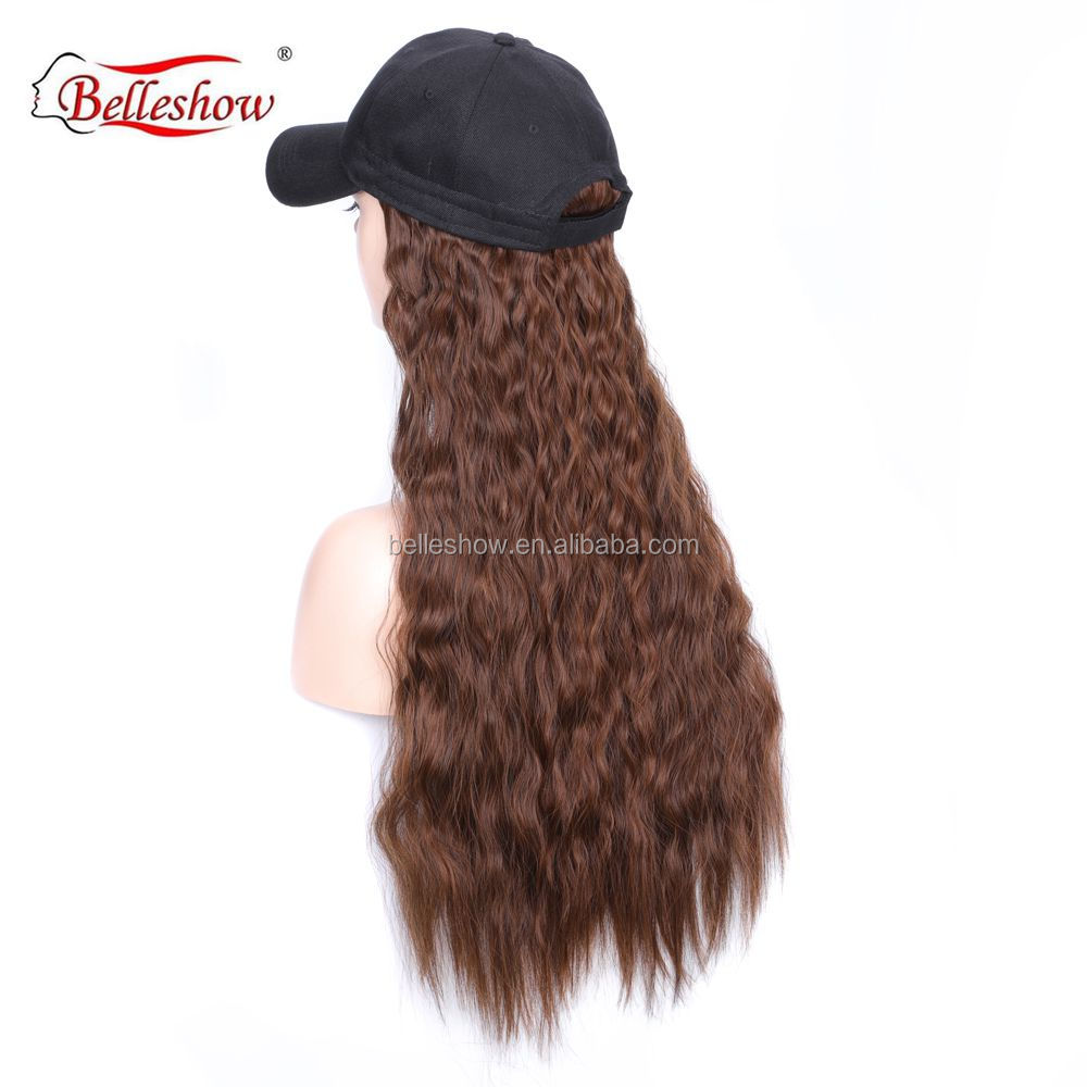 Hot sell wholesale baseball cap wig cheap hat wig fashion avant-garde wool roll wig cap synthetic cap long curly hair