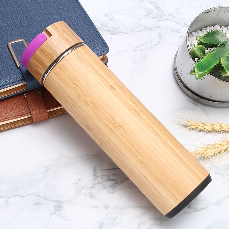 550ml Double Wall Stainless Steel Vacuum Flasks with Bamboo Lid