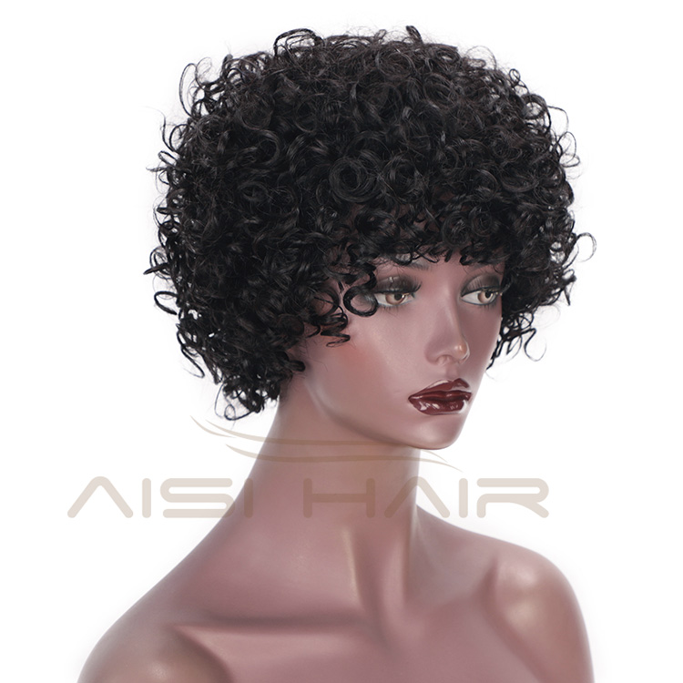 Aisi Hair Short Brazilian Human Hair Wigs Natural Black Machine Made Afro Curly Human Hair Wigs For Black Women