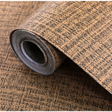 Fancy-Fix Coffee Burlap Textured Fabric Self-Adhesive Wallpaper