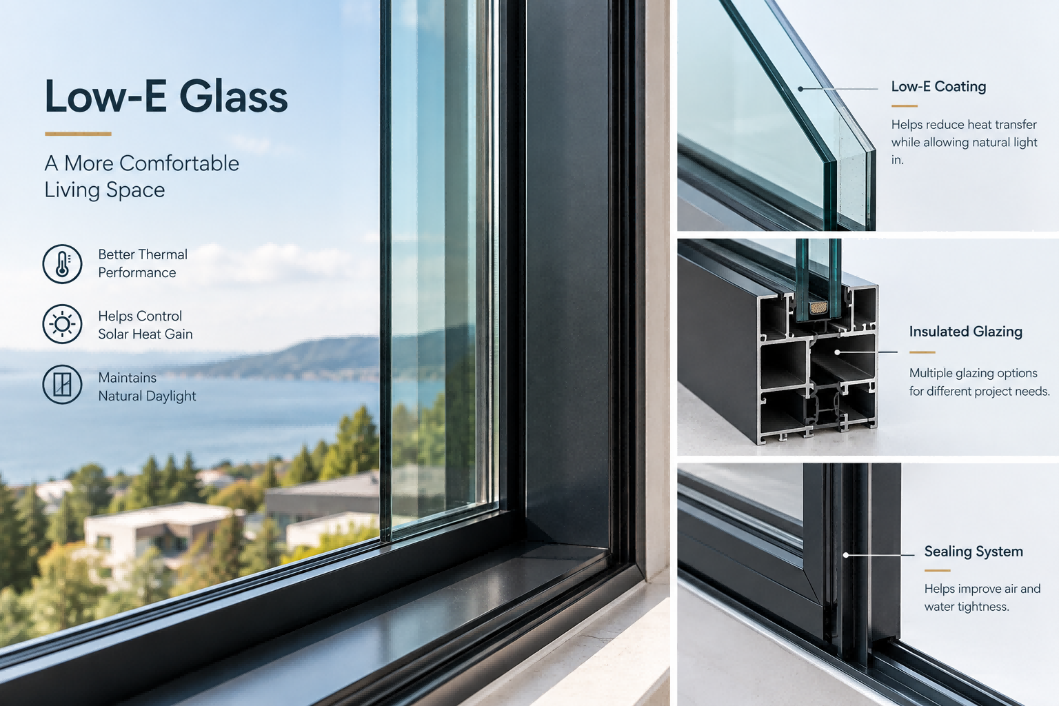 Low-E insulated glass installed in an aluminum window system