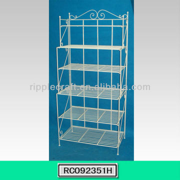 Antique White Warehouse Iron Bakers Rack