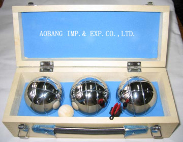 Three Balls Bocce Petanque In Wooden Case