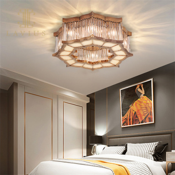 Elegant Flower Shape Crystal Living Room Celing Lamp