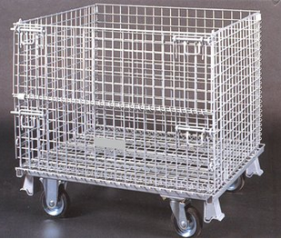 Lockable Folding Pallet Storage Cage With Wheels