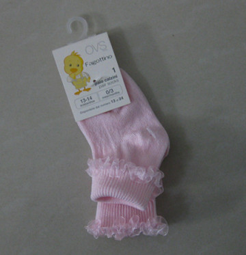 Kids Turn Cuff Socks Lace Socks Girls Pink Plain Socks