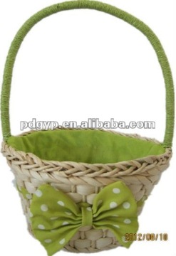 Pure handmade natural color maise straw children baskets with beautiful lining
