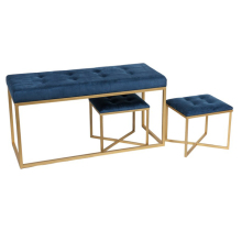 Moderon Metal Legs Fabric Bedroom Ottoman Corner Bench