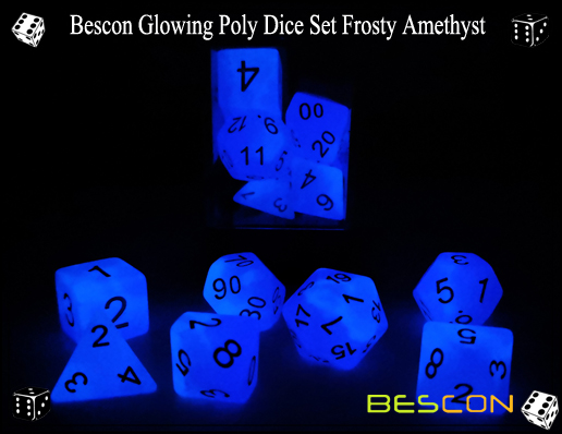 Bescon Glowing Poly Dice Set Frost Amatista-4 Bescon Glowing Poly Dice Set Frosty Amethyst-4