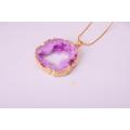 Natural Druzy Agate Crystal Pendant Necklace