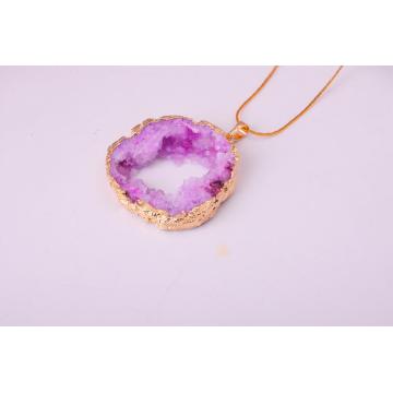 Natural Rose Color Gilding Quartz Crystal Pendant