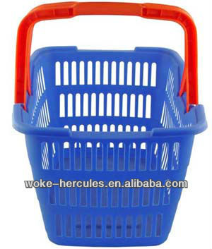 plastic supermarket shopping basket with wheels