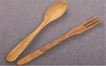 Olive Wood Salad Sever Set Of 2-12"
