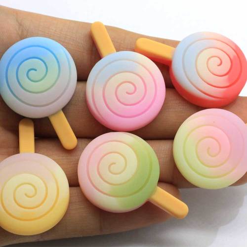 Kawaii Gradient Color Resin Popsicle Charm For Scrapbooking Decoration Crafts Hair Bow Center Earring Necklace Pendant