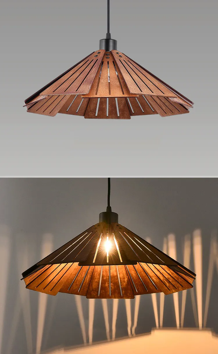 Elegant Japanese Wood Pendant Light for Tea Rooms