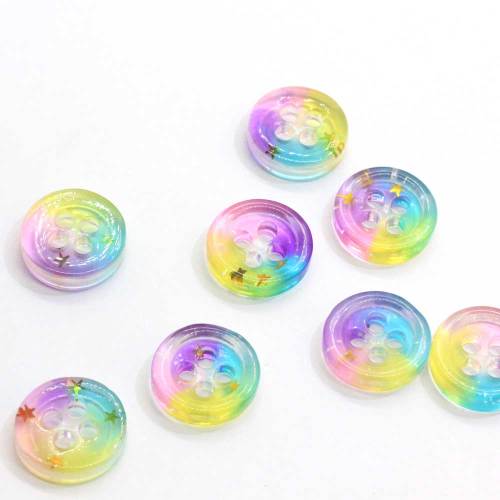 Round Star Glitter Resin Buttons Nähen DIY Scrapbooking Decals für Kinder Bastelzubehör 100St