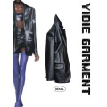 Oversize Broad-shouldered Leather Single-breasted Jacket