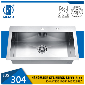 32 Inch Stainless Steel Handmade Topmount Kitchen Sink