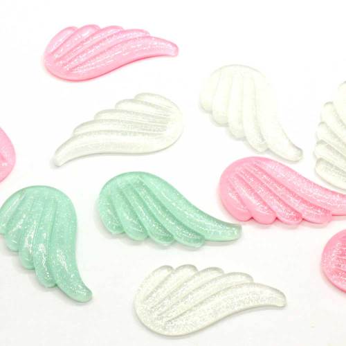 40mm Kawaii Cute Glitter Angel Wings Flatback Resin Cabochon Scrapbooking Embellishment Phone deco DIY Decoration Craft