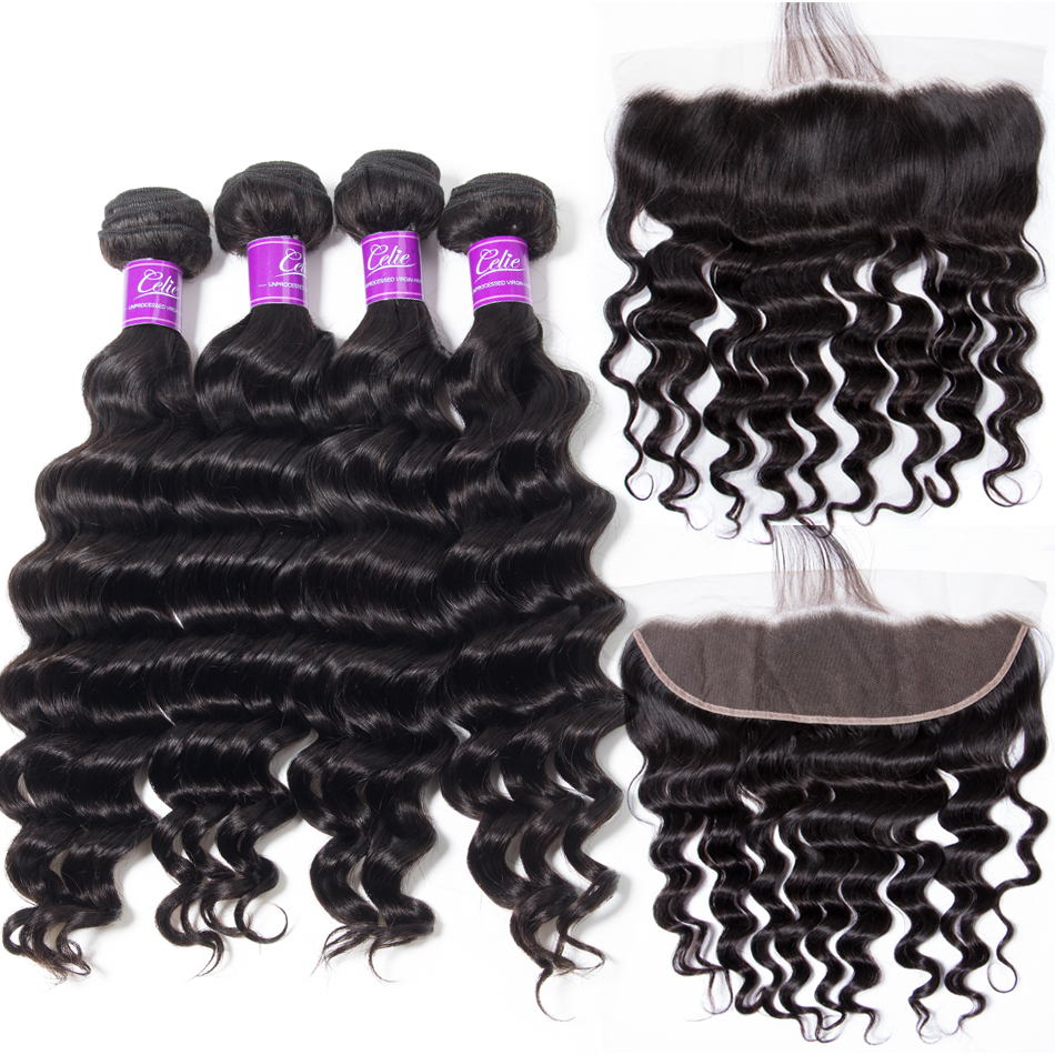 100% Virgin Human Hair Peruvian Hair,Human Hair Bundles Extension Bundles With Transparent Lace Frontal