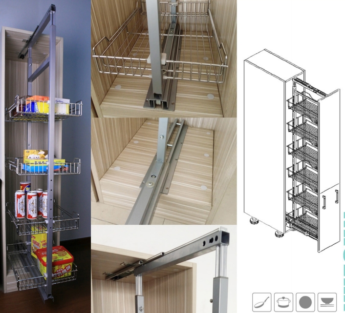 Competitive tall wire storage tandem pull out organizer cabinet kitchen pantry units