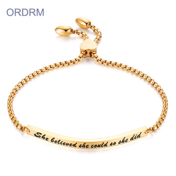 Custom Engraved Inspirational Word Bar Bracelet