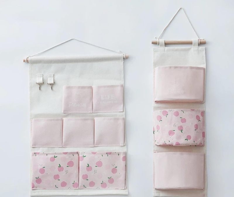 No-Drill Wall Hanging Pouch Fabric Storage Organizer