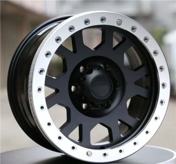Gloss Black Beadlock Wheel with Machined Edge Ring&Black Beadlock Ring