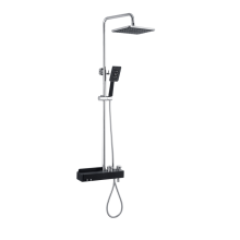 Black Shower Set with Shampoo Shelf