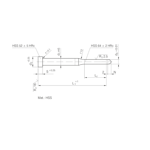 Pukulan Pilot ISO8020 dengan Tip Headparabolic Cylindrical