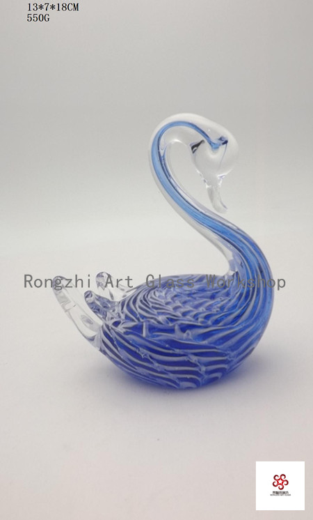 Dark Blue Swan Glass Sculpture