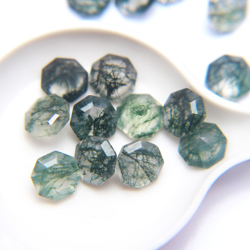 Natural Agate Octagonal Moss Agate Loose Stones