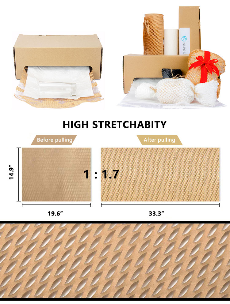 Alps New Packaging Product Cushion Sheet Honeycomb Eco Friendly Wrapping Kraft Paper Envolp Wrap Roll For Packing
