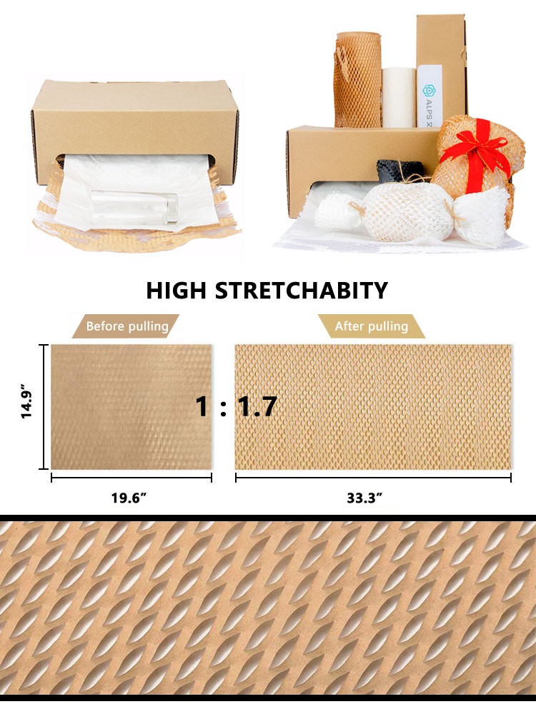 ALPS Size 38CM*100M Recyclable Honeycomb Paper Kraft Wrapping Cushioning Paper wrap honeycomb paper