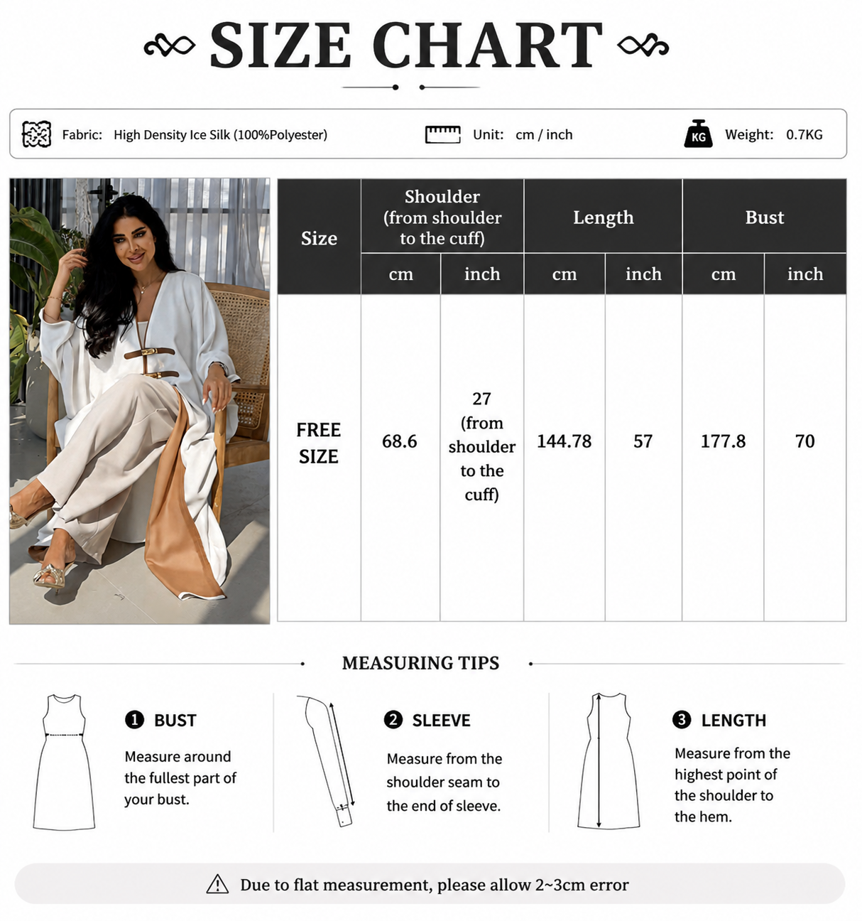 کیمونو آبای باز سفید با جزئیات سگک چرمی White Open Kimono Abaya with Leather Buckle Detail