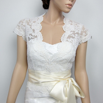 Front Open Alencon Lace Wedding Jacket Bridal Bolero Shrug?