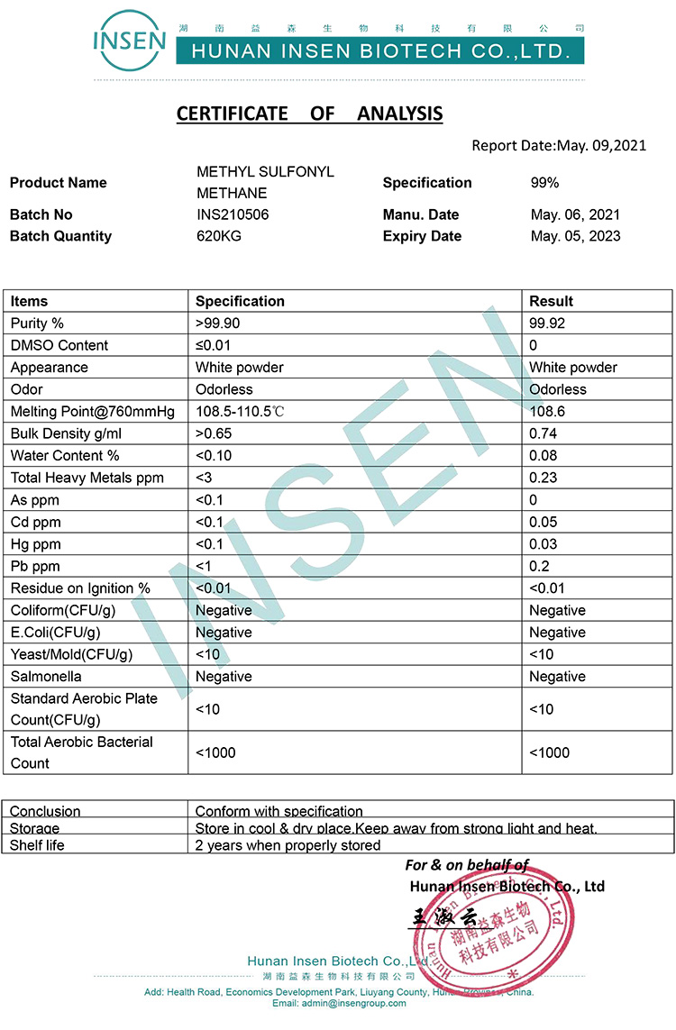 Hot Sell Nutrition Methyl Sulfonyl Methane MSM Powder