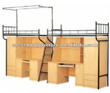 bunk bed with desk and wardrobe