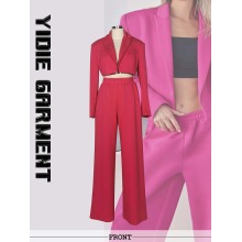 Women's Mid-thick Plain Cropped Blazer