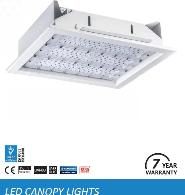 Gas Station 80W Recessed LED Light with Meanwell Driver of 7 Years Warranty